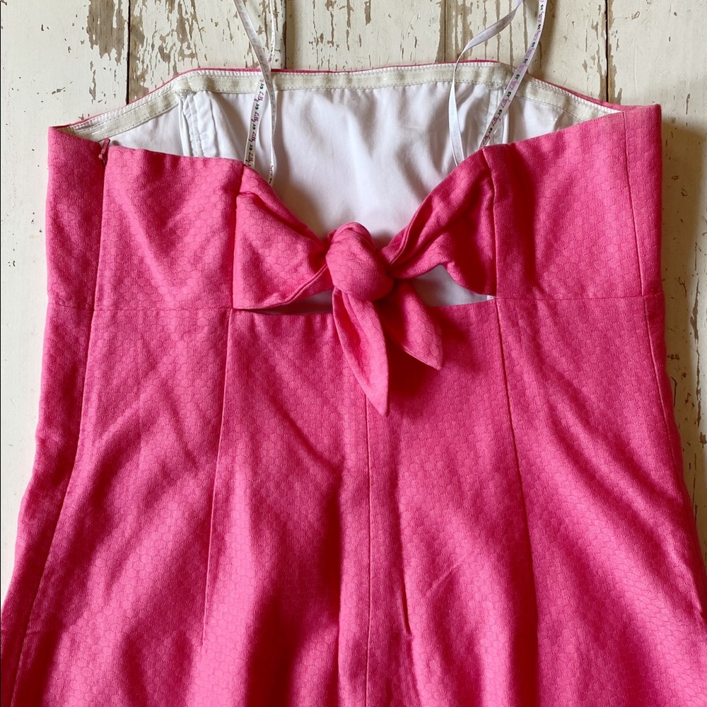 Lilly Pulitzer Pink Strapless Dress with Yellow Floral Border - Picture 3 of 10